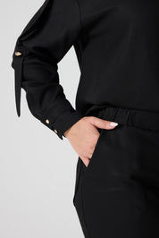 Viskon Gömlek Pantolon Takım Siyah