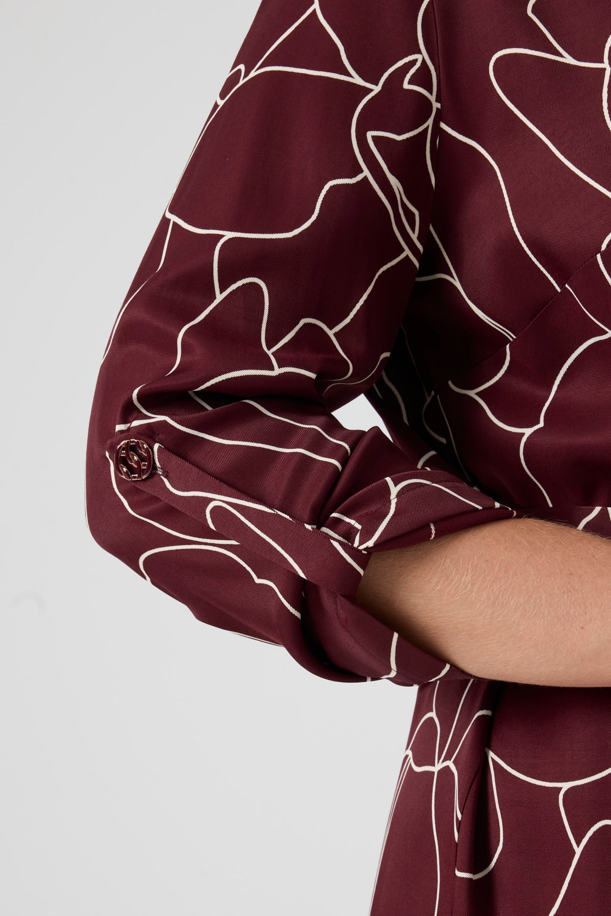 Desenli Pantolonlu Üçlü Takım Bordo