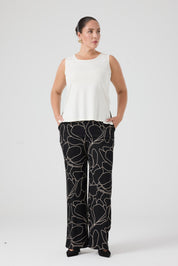 Desenli Pantolonlu Üçlü Takım Siyah