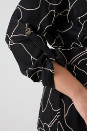 Desenli Pantolonlu Üçlü Takım Siyah