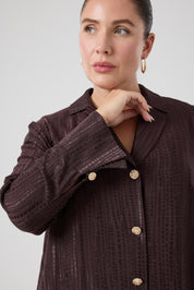 Jakarlı Floş Viskon Üçlü Takım Kahve