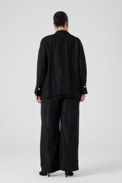 Jakarlı Floş Viskon Üçlü Takım Siyah