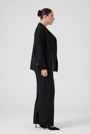 Jakarlı Floş Viskon Üçlü Takım Siyah