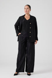 Jakarlı Floş Viskon Üçlü Takım Siyah