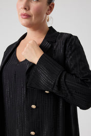 Jakarlı Floş Viskon Üçlü Takım Siyah