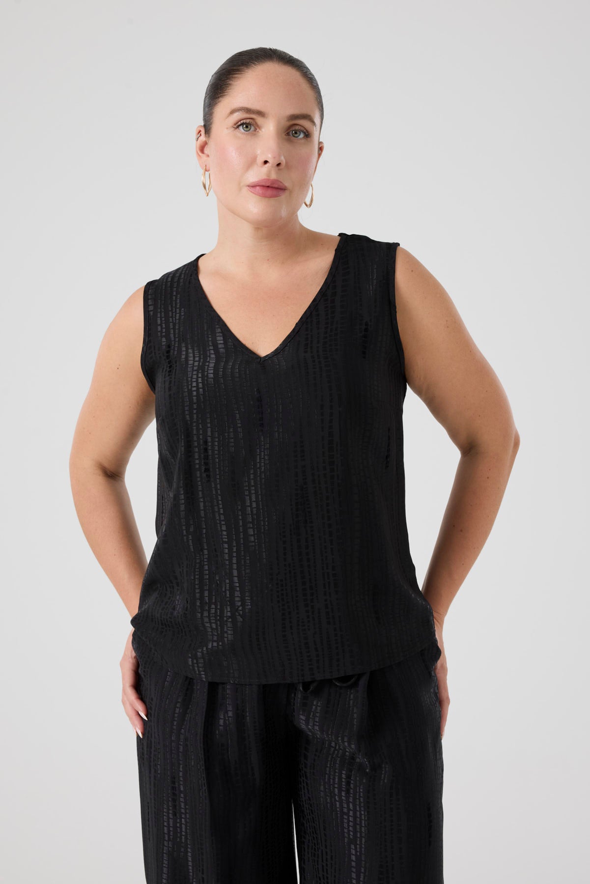 Jakarlı Floş Viskon Üçlü Takım Siyah