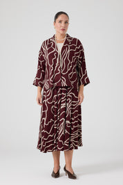 Desenli Üçlü Takım Bordo