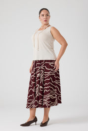 Desenli Üçlü Takım Bordo