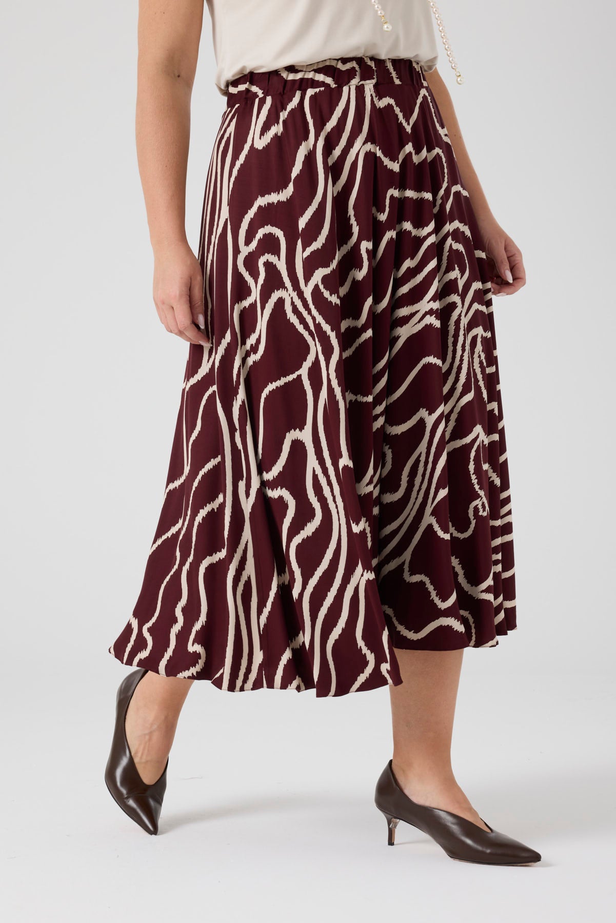 Desenli Üçlü Takım Bordo