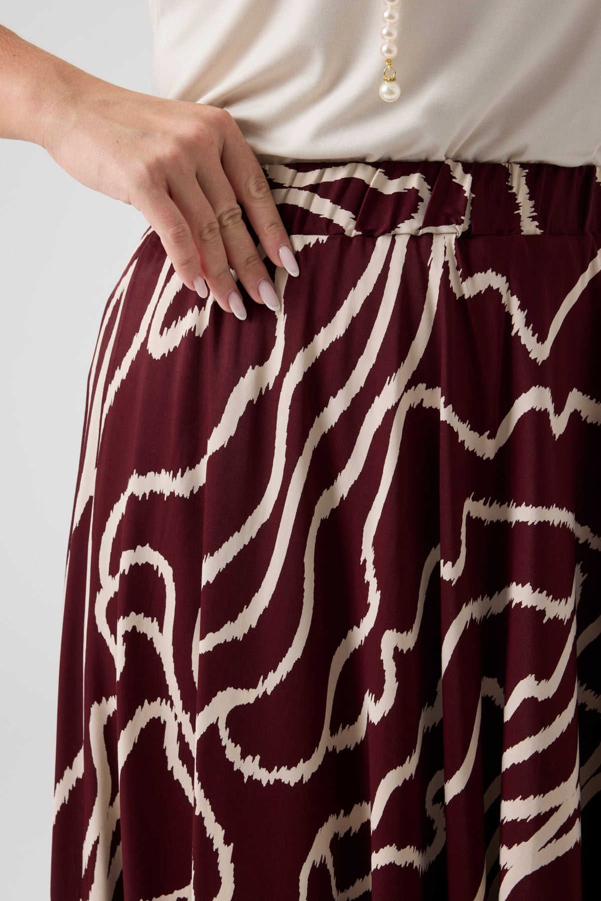 Desenli Üçlü Takım Bordo