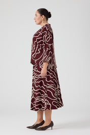 Desenli Üçlü Takım Bordo