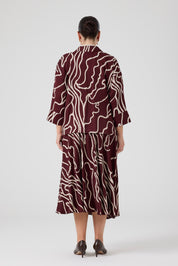 Desenli Üçlü Takım Bordo