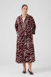 Desenli Üçlü Takım Bordo