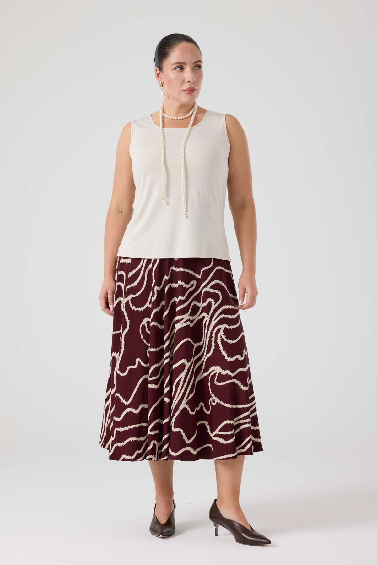 Desenli Üçlü Takım Bordo