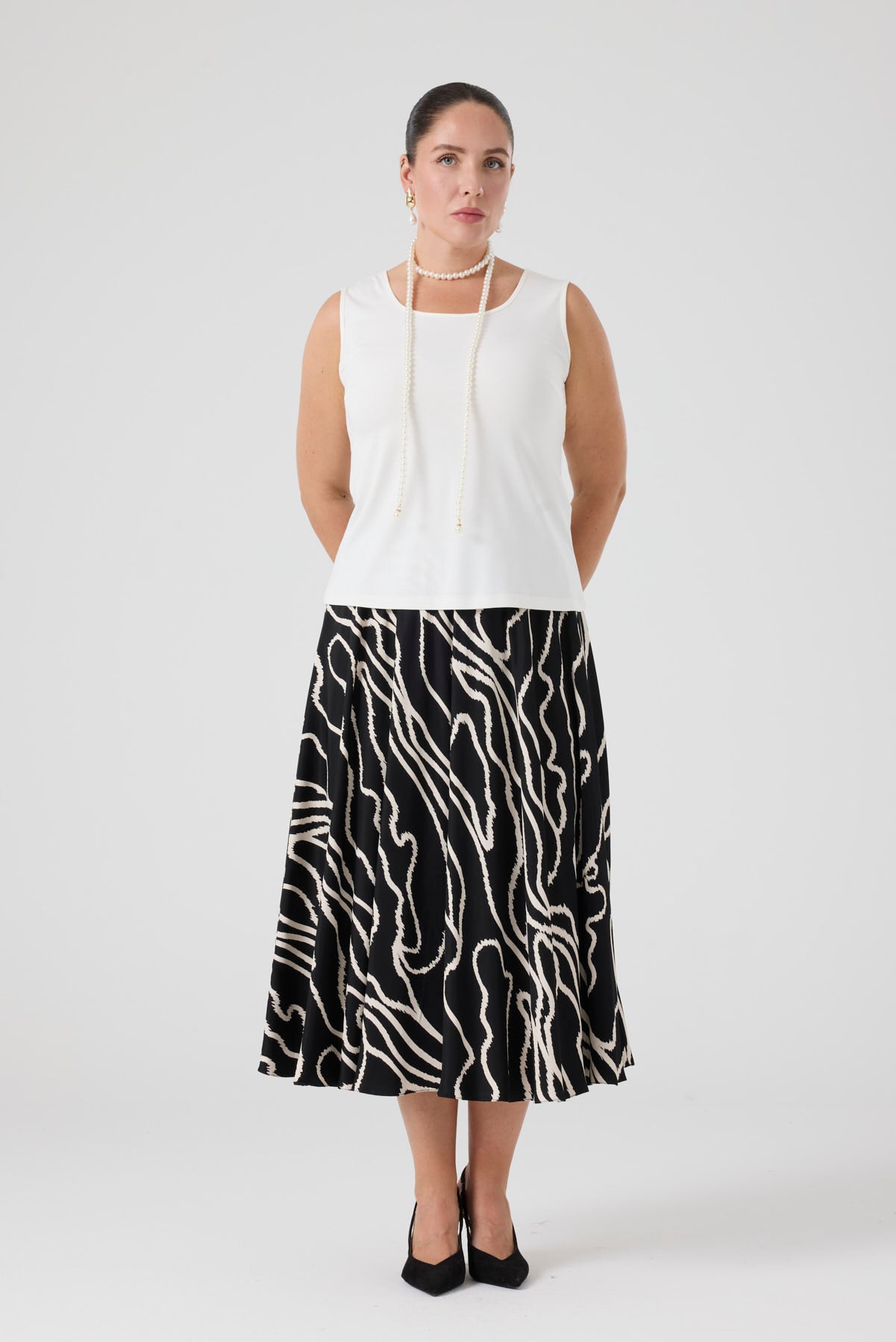 Desenli Üçlü Takım Siyah