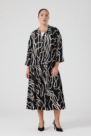 Desenli Üçlü Takım Siyah