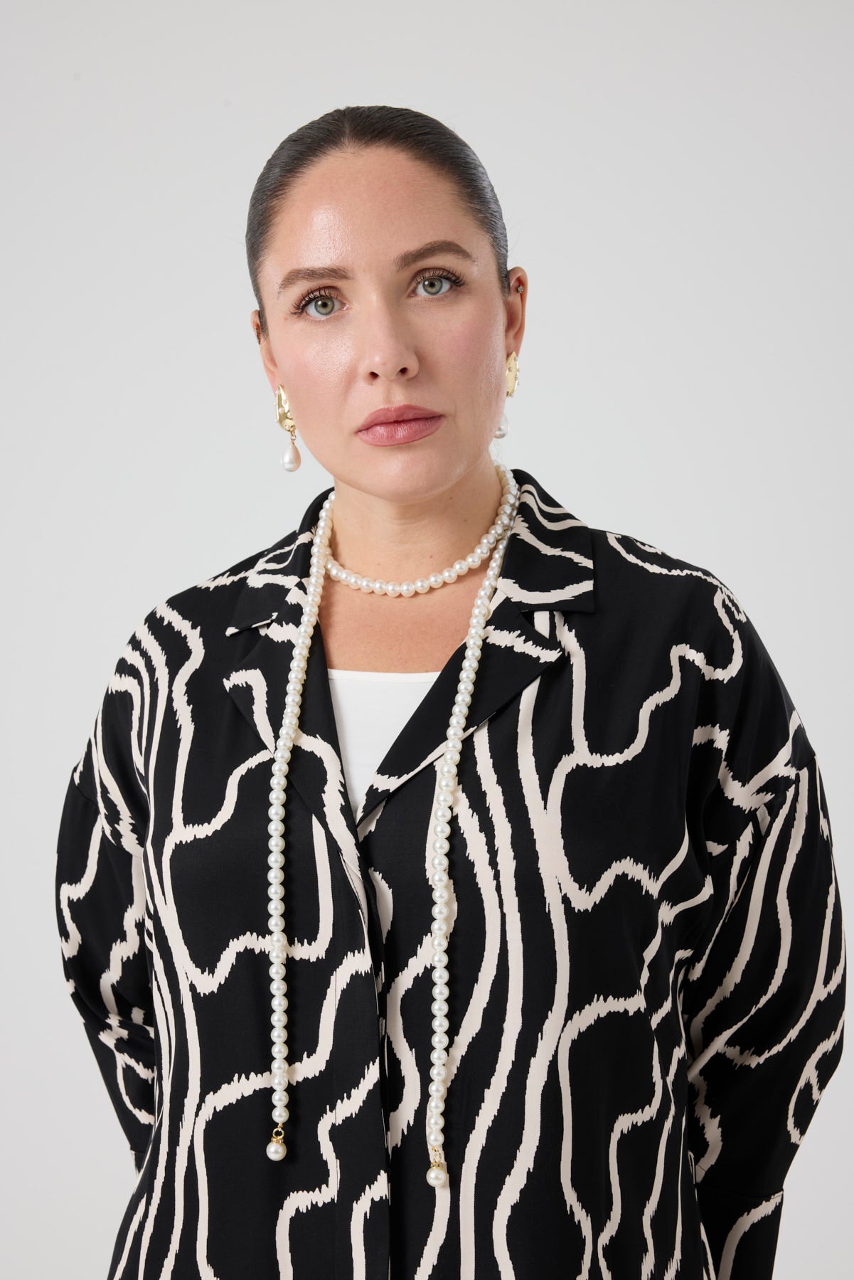 Desenli Üçlü Takım Siyah