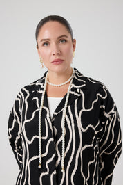 Desenli Üçlü Takım Siyah