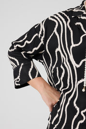 Desenli Üçlü Takım Siyah