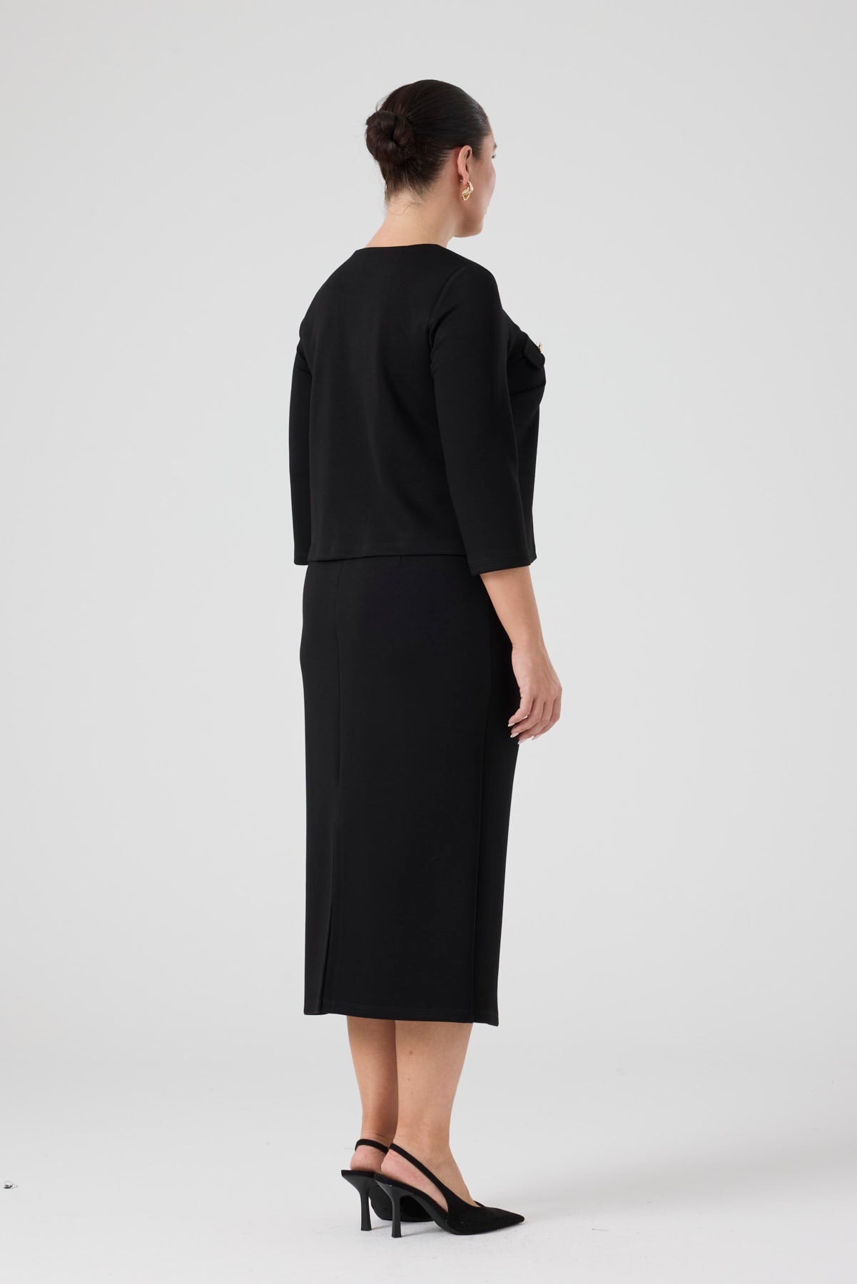 Düğme Detaylı Etek Bluz Takım