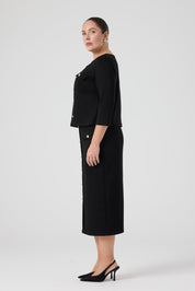 Düğme Detaylı Etek Bluz Takım