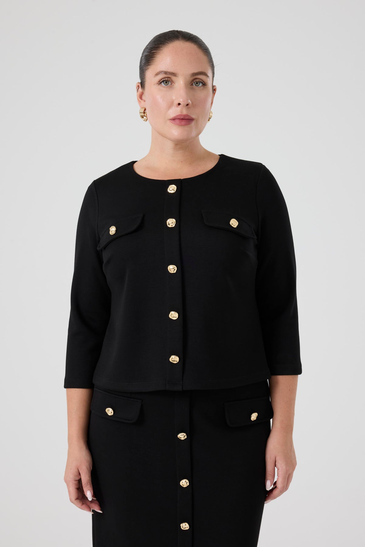 Düğme Detaylı Etek Bluz Takım