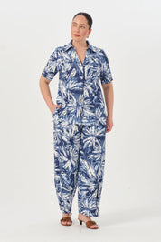 Desenli Flamlı Tensel ikili Takım İndigo