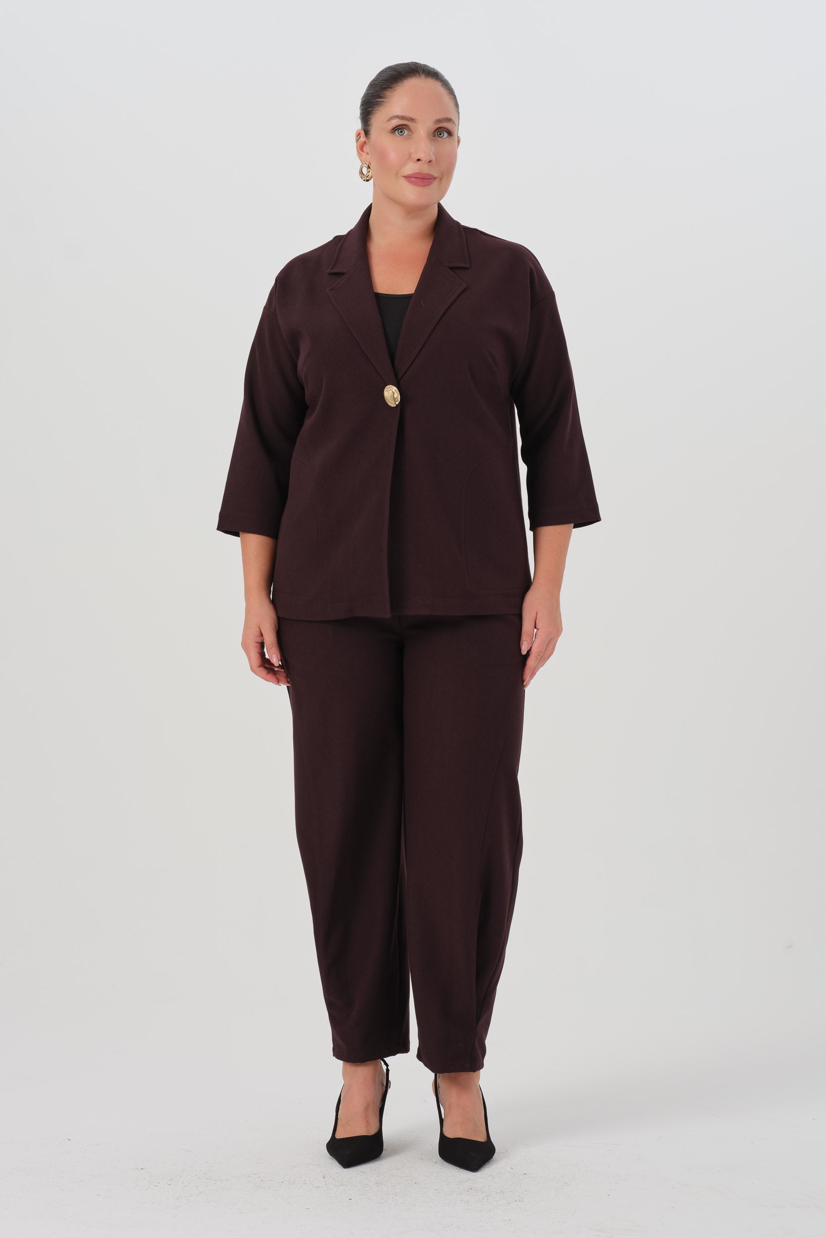 Gabardin İkili Takım Mürdüm