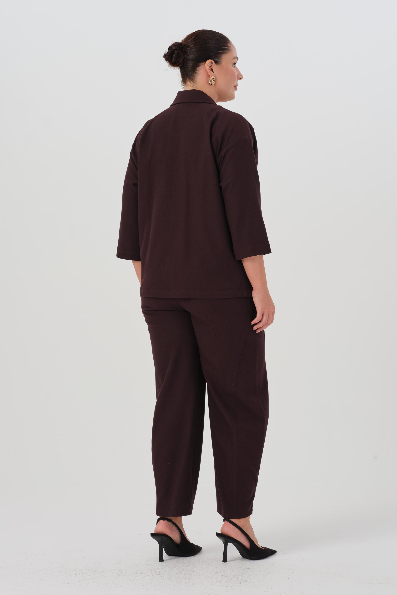 Gabardin İkili Takım Mürdüm