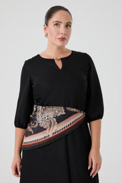 Fularlı Viskon Elbise Siyah