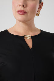 Fularlı Viskon Elbise Siyah