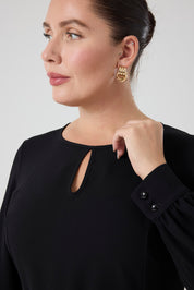 Saten Kemerli Kloş Elbise Siyah