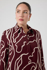 Desenli Rahat Elbise  Bordo