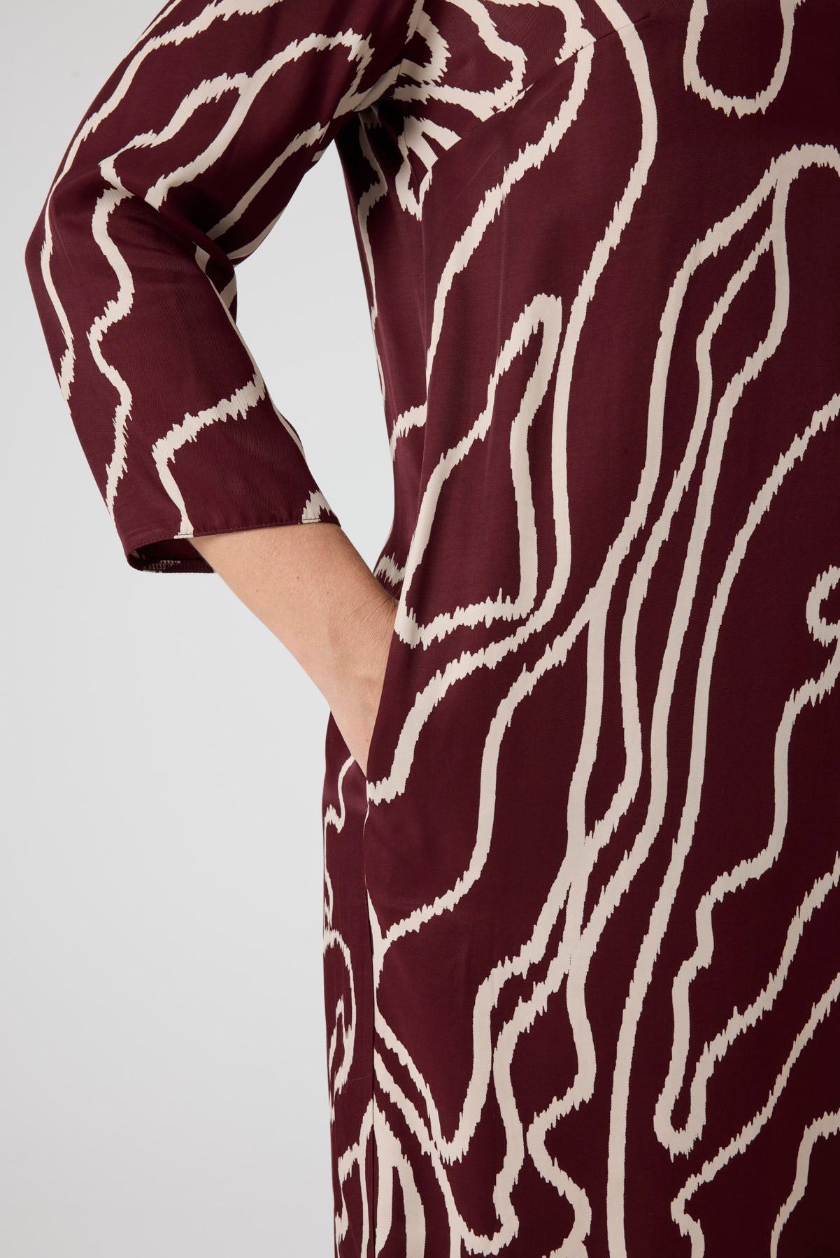 Desenli Rahat Elbise  Bordo