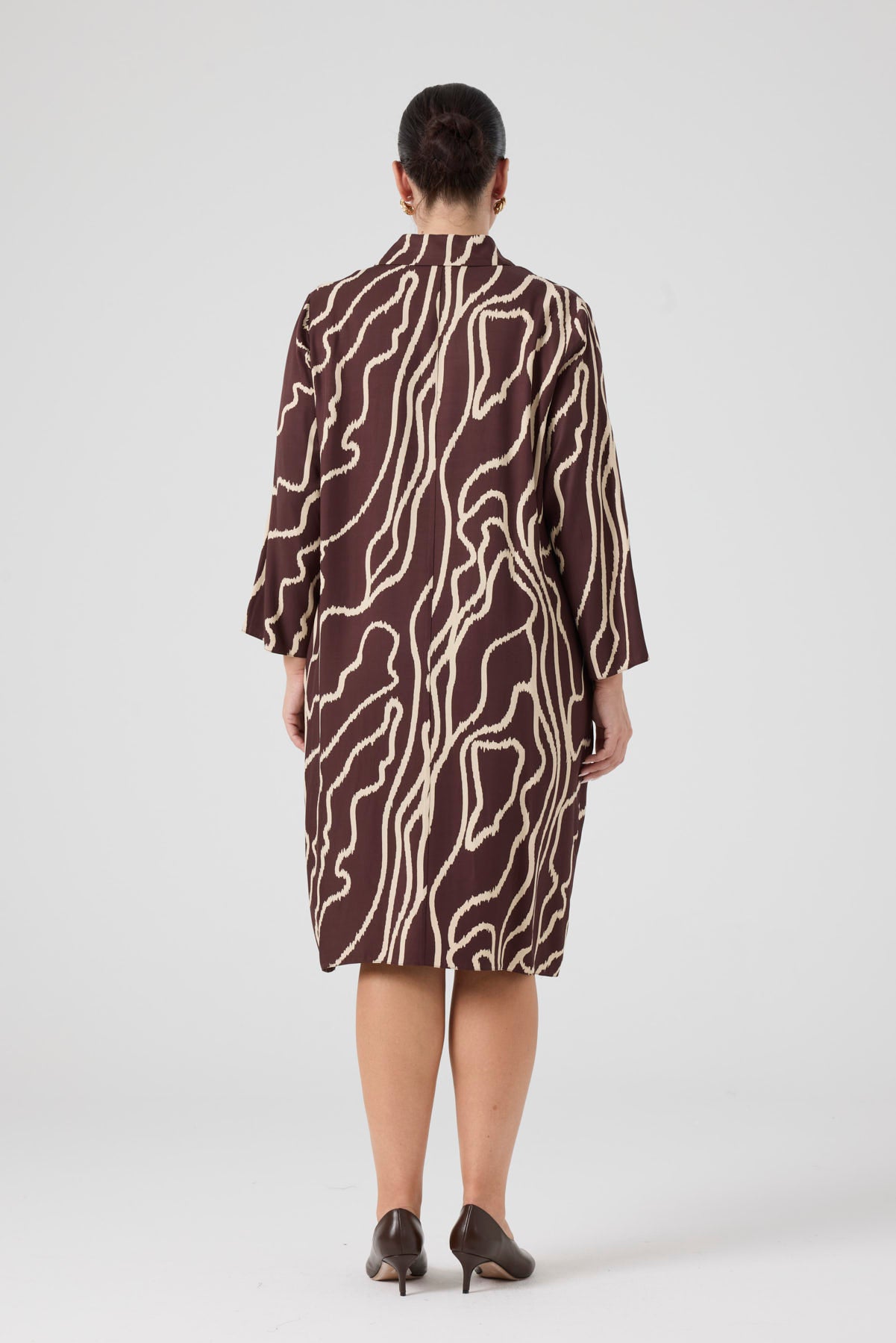 Desenli Rahat Elbise  Kahve