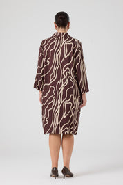 Desenli Rahat Elbise  Kahve