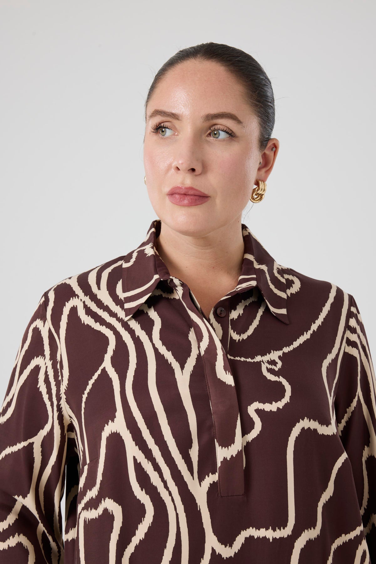 Desenli Rahat Elbise  Kahve