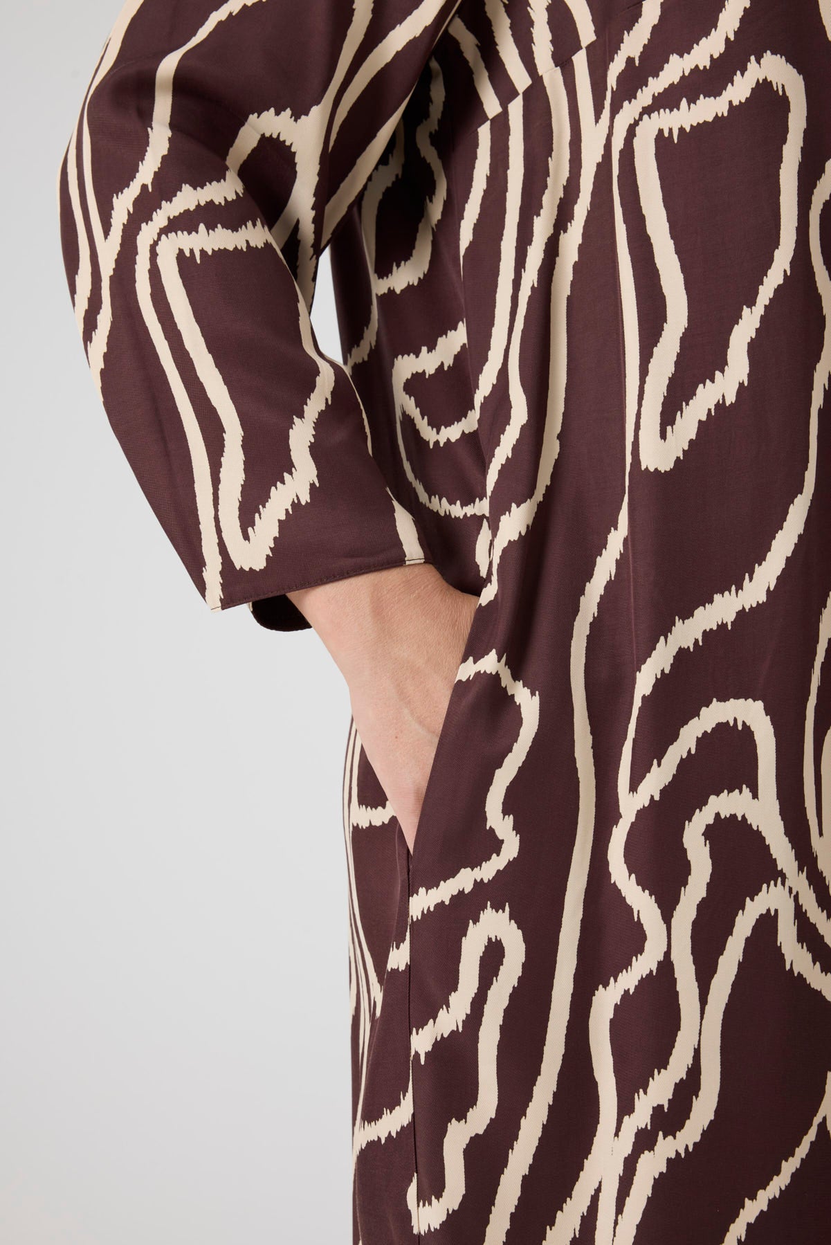 Desenli Rahat Elbise  Kahve