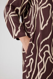 Desenli Rahat Elbise  Kahve