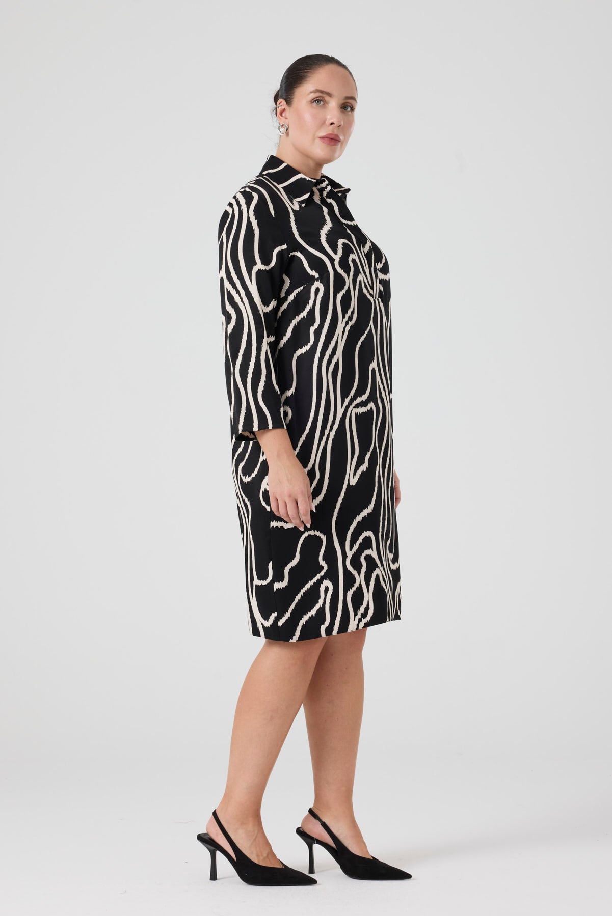 Desenli Rahat Elbise  Siyah