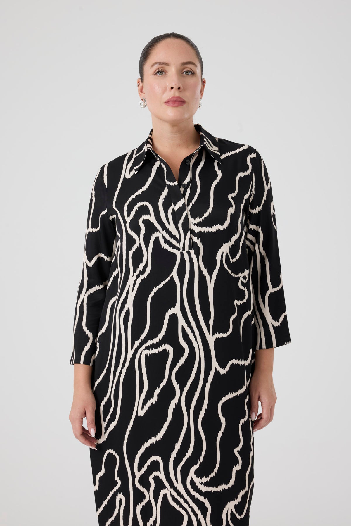 Desenli Rahat Elbise  Siyah