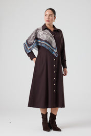 Maxi Boy Gömlek Elbise Kahve