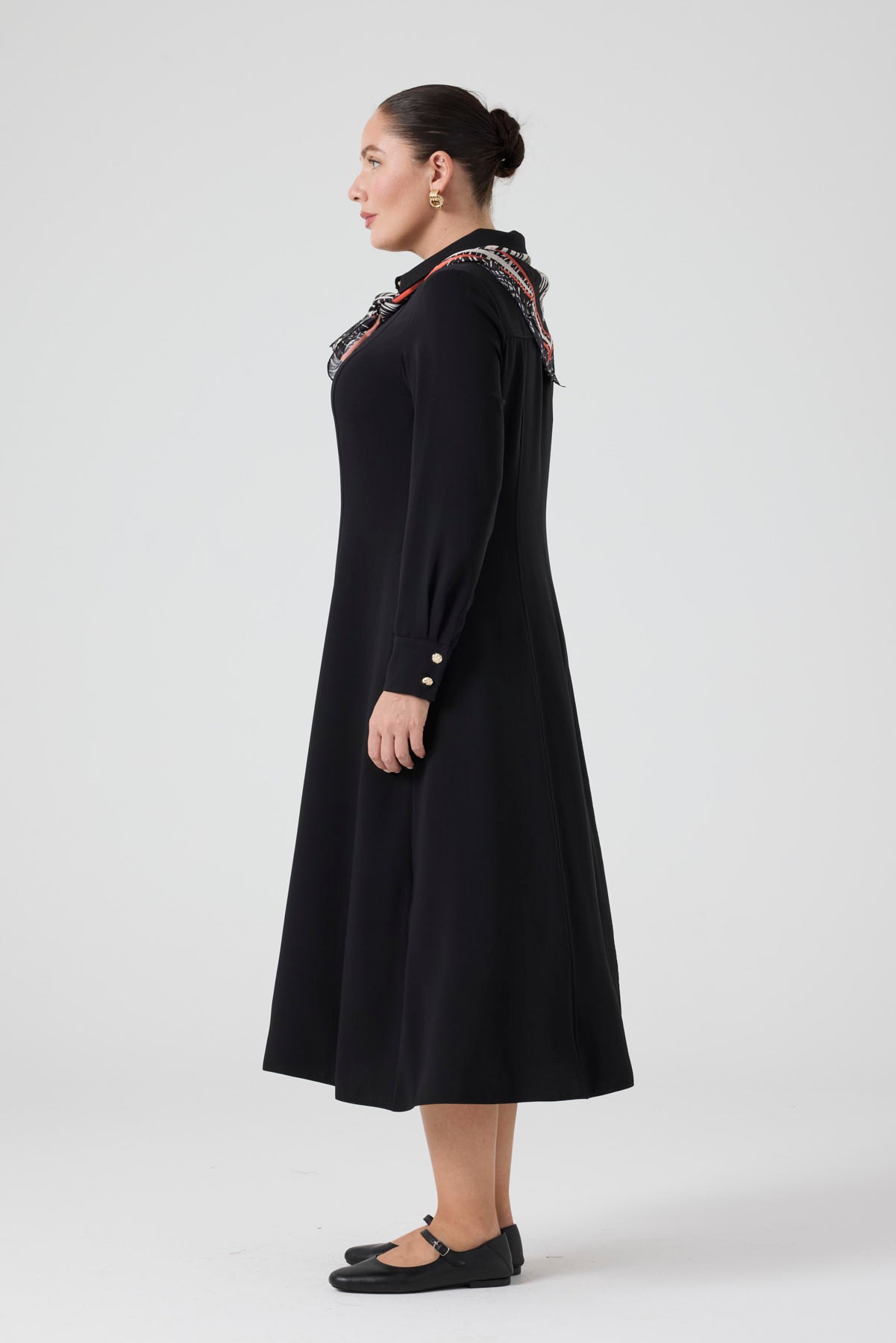 Maxi Boy Gömlek Elbise Siyah