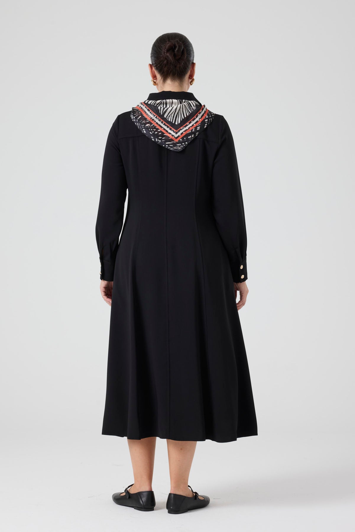 Maxi Boy Gömlek Elbise Siyah