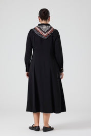 Maxi Boy Gömlek Elbise Siyah