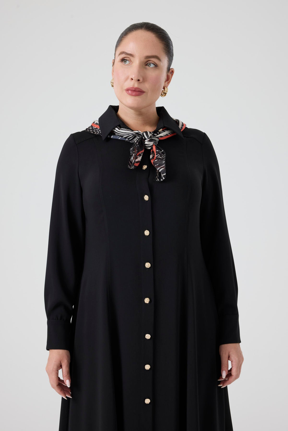 Maxi Boy Gömlek Elbise Siyah