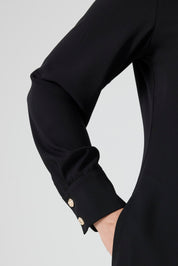 Maxi Boy Gömlek Elbise Siyah