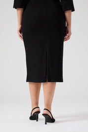 Düğme Detaylı Örme Elbise Siyah