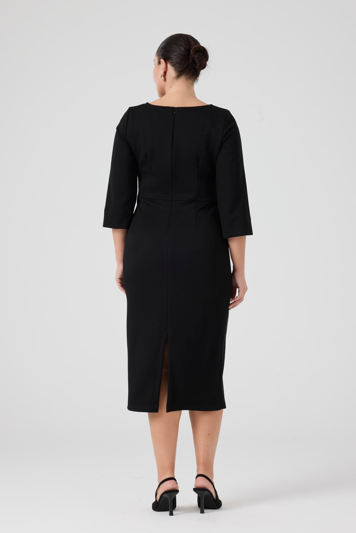 Düğme Detaylı Örme Elbise Siyah