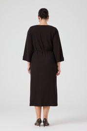 İşleme Deteylıı Rahat Elbise Kahve